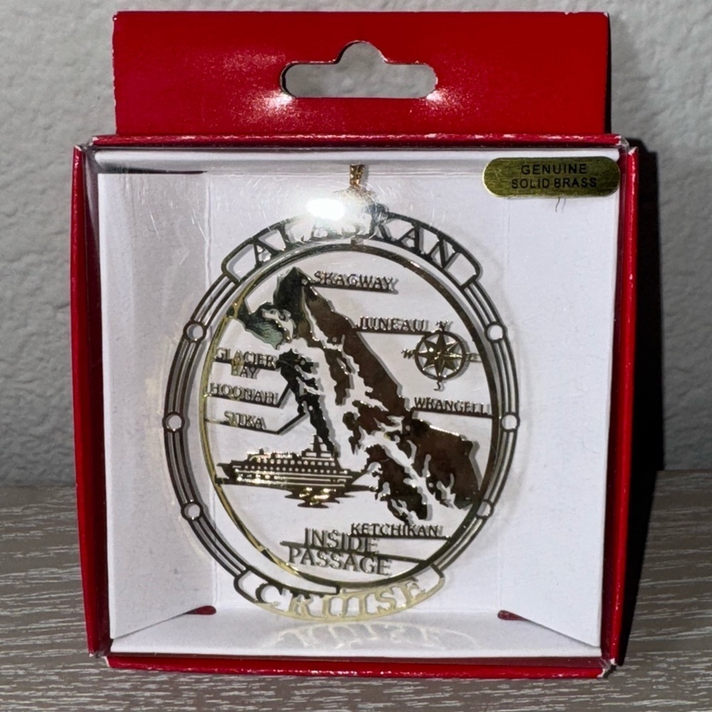 Nation's Treasures Alaskan Cruise Genuine Solid, Brass Christmas Ornament